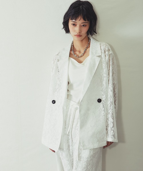 ANOTHER S（アナザーエス）の「「セットアップ対応」花柄レースシアージャケット（テーラードジャケット・レディース・アイボリー/ブラック・FREE）」の15枚目の写真