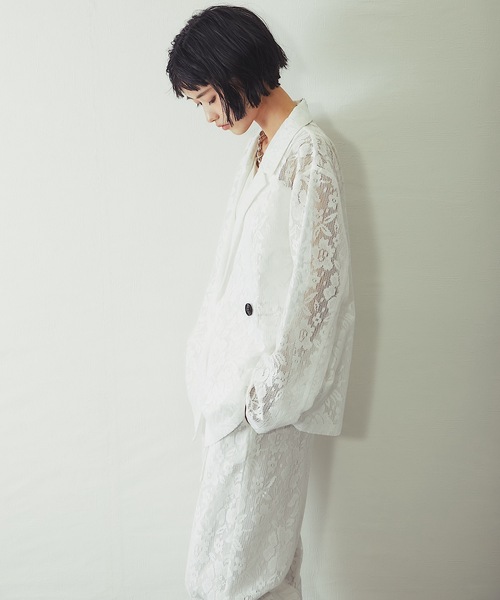 ANOTHER S（アナザーエス）の「「セットアップ対応」花柄レースシアージャケット（テーラードジャケット・レディース・アイボリー/ブラック・FREE）」の10枚目の写真