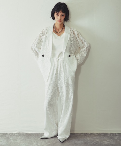 ANOTHER S（アナザーエス）の「「セットアップ対応」花柄レースシアージャケット（テーラードジャケット・レディース・アイボリー/ブラック・FREE）」の20枚目の写真