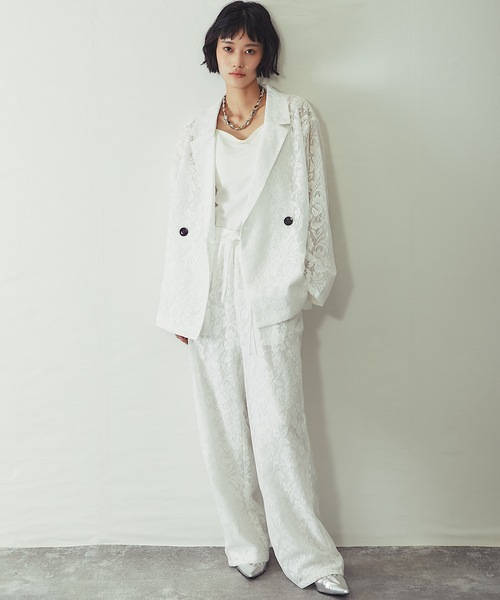 ANOTHER S（アナザーエス）の「「セットアップ対応」花柄レースシアージャケット（テーラードジャケット・レディース・アイボリー/ブラック・FREE）」の17枚目の写真