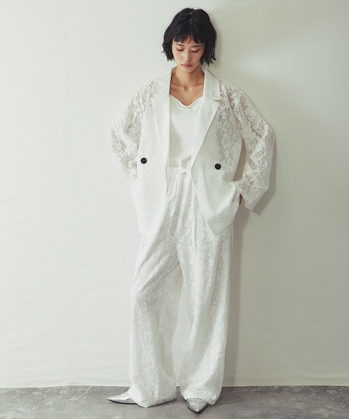 ANOTHER S（アナザーエス）の「「セットアップ対応」花柄レースシアージャケット（テーラードジャケット・レディース・アイボリー/ブラック・FREE）」の11枚目の写真