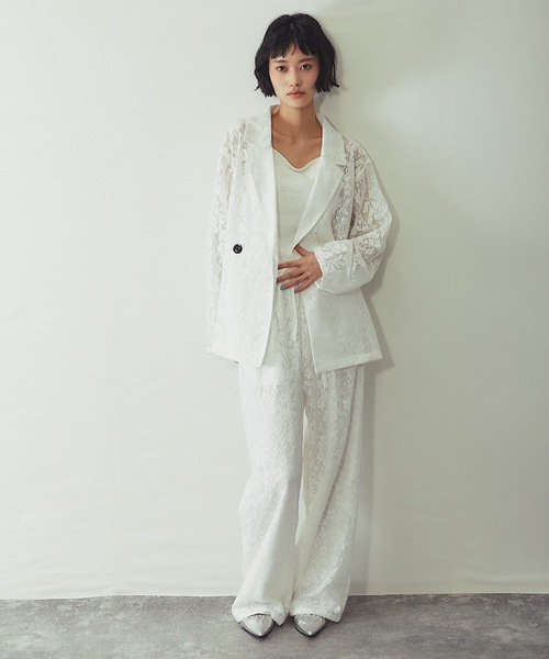 ANOTHER S（アナザーエス）の「「セットアップ対応」花柄レースシアージャケット（テーラードジャケット・レディース・アイボリー/ブラック・FREE）」の14枚目の写真