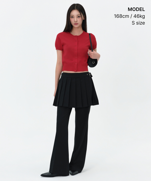 MUSINSA STANDARD WOMAN（ムシンサスタンダードウーマン）の「ウィメンズエッセンシャルラウンドネック半袖カーディガン[レッド]（ニット/セーター・レディース・その他・X-SMALL/SMALL/MEDIUM/LARGE）」の2枚目の写真