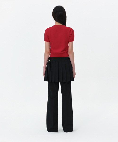MUSINSA STANDARD WOMAN（ムシンサスタンダードウーマン）の「ウィメンズエッセンシャルラウンドネック半袖カーディガン[レッド]（ニット/セーター・レディース・その他・X-SMALL/SMALL/MEDIUM/LARGE）」の3枚目の写真