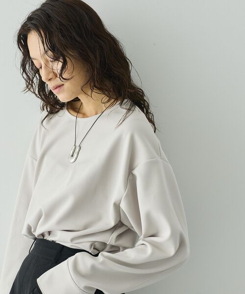 GARAGE OF GOOD CLOTHING（ガレージオブグッドクロージング）の「【日本製】ジョーゼットジャージ-2WayTブラウス（シャツ/ブラウス・レディース・ベージュ/ホワイト・FREE）」の18枚目の写真