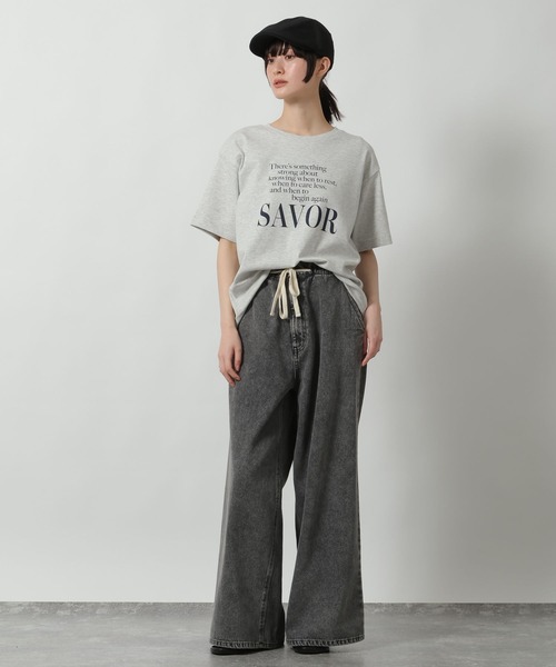 LAKOLE(ラコレ)の「アソートロゴプリントT / 660032(Tシャツ/カットソー・レディース・グレー/オフホワイト/ネイビー/ベージュ・FREE)」の14枚目の写真