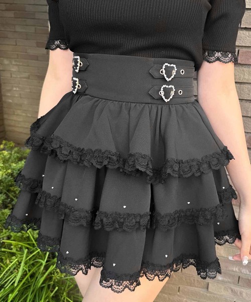 ROJITA（ロジータ）の「【SNSで大バズリ中】キラキラビジューティアードスカート（スカート・レディース・ブラック/ピンク/チェック・FREE）」の2枚目の写真