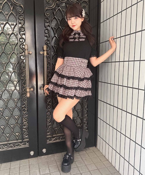 ROJITA(ロジータ)の「【SNSで大バズリ中】キラキラビジューティアードスカート(スカート・レディース・ブラック/ピンク/チェック・FREE)」の15枚目の写真