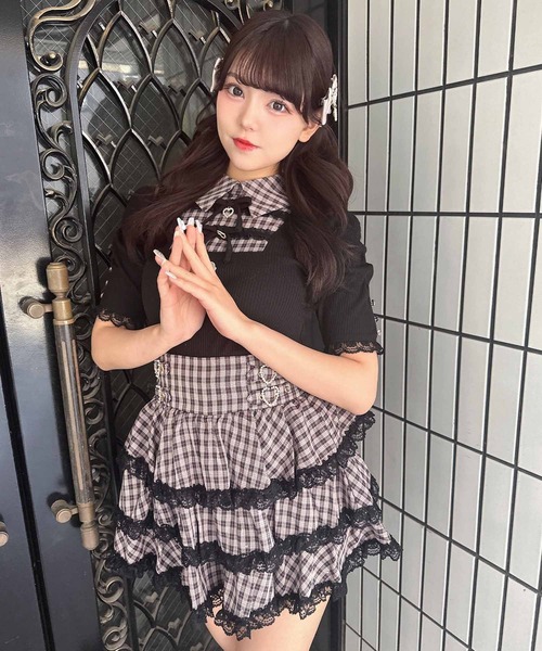 ROJITA(ロジータ)の「【SNSで大バズリ中】キラキラビジューティアードスカート(スカート・レディース・ブラック/ピンク/チェック・FREE)」の12枚目の写真