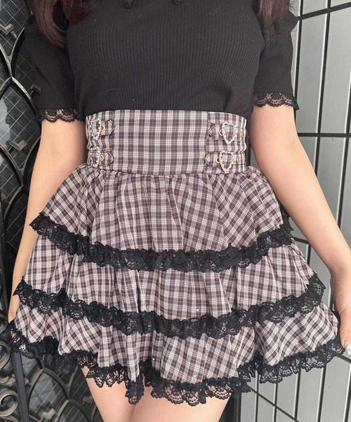 ROJITA（ロジータ）の「【SNSで大バズリ中】キラキラビジューティアードスカート（スカート・レディース・ブラック/ピンク/チェック・FREE）」の6枚目の写真