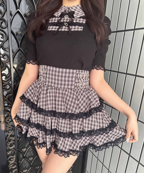 ROJITA(ロジータ)の「【SNSで大バズリ中】キラキラビジューティアードスカート(スカート・レディース・ブラック/ピンク/チェック・FREE)」の14枚目の写真