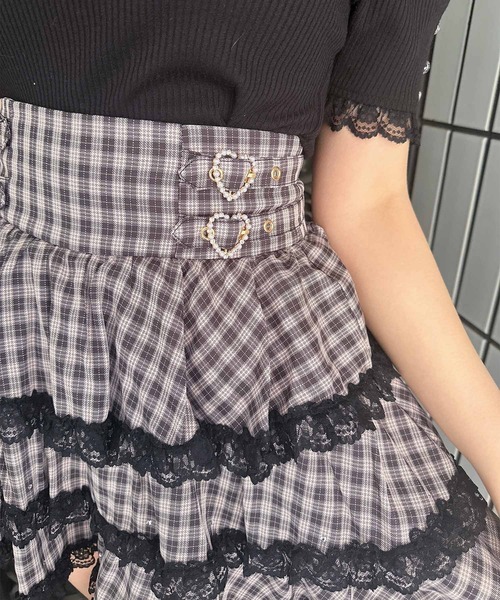 ROJITA（ロジータ）の「【SNSで大バズリ中】キラキラビジューティアードスカート（スカート・レディース・ブラック/ピンク/チェック・FREE）」の7枚目の写真