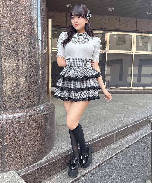 ROJITA(ロジータ)の「【SNSで大バズリ中】キラキラビジューティアードスカート(スカート・レディース・ブラック/ピンク/チェック・FREE)」の22枚目の写真
