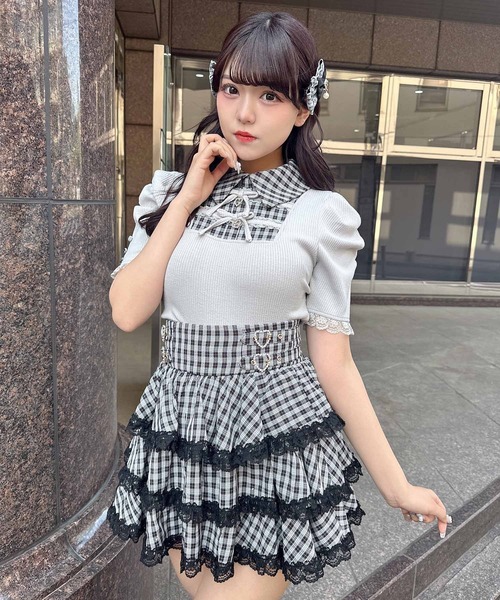 ROJITA(ロジータ)の「【SNSで大バズリ中】キラキラビジューティアードスカート(スカート・レディース・ブラック/ピンク/チェック・FREE)」の18枚目の写真