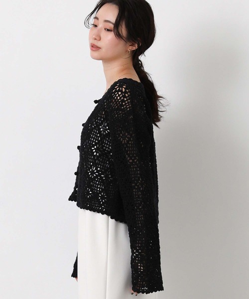 Torrazzo Donna(トラッゾドンナ)の「クロッシェダイヤ柄カーディガン(カーディガン/ボレロ・レディース・ブラック/オフホワイト・FREE)」の16枚目の写真