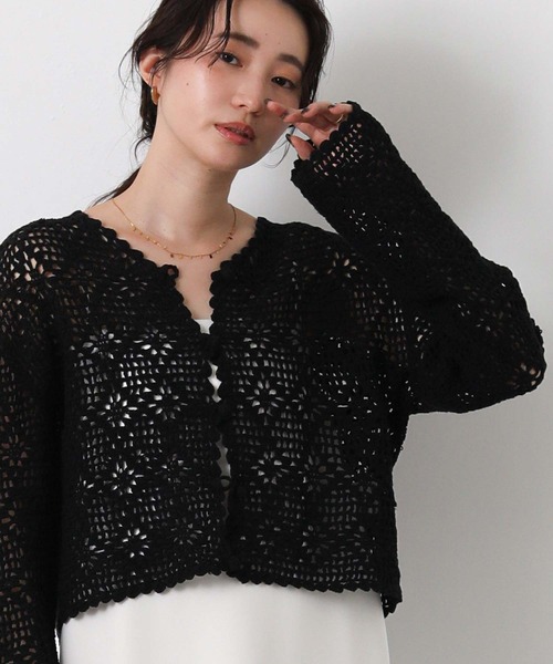 Torrazzo Donna(トラッゾドンナ)の「クロッシェダイヤ柄カーディガン(カーディガン/ボレロ・レディース・ブラック/オフホワイト・FREE)」の18枚目の写真
