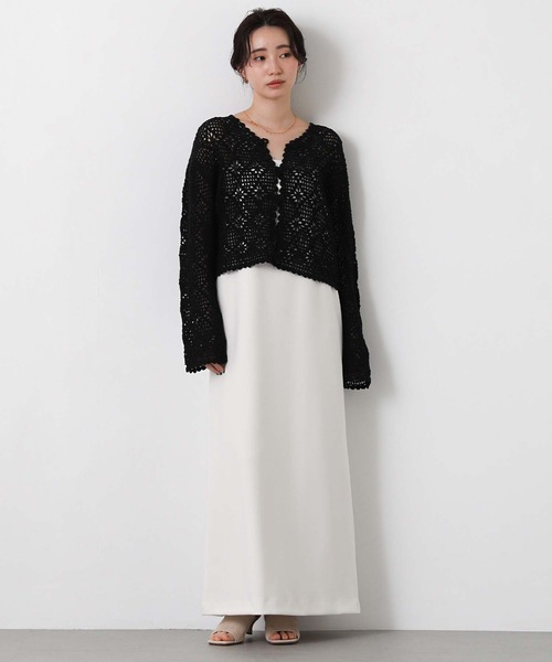 Torrazzo Donna(トラッゾドンナ)の「クロッシェダイヤ柄カーディガン(カーディガン/ボレロ・レディース・ブラック/オフホワイト・FREE)」の11枚目の写真