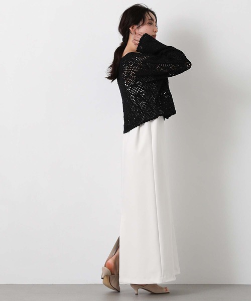 Torrazzo Donna(トラッゾドンナ)の「クロッシェダイヤ柄カーディガン(カーディガン/ボレロ・レディース・ブラック/オフホワイト・FREE)」の12枚目の写真