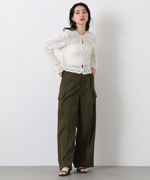 Torrazzo Donna(トラッゾドンナ)の「クロッシェダイヤ柄カーディガン(カーディガン/ボレロ・レディース・ブラック/オフホワイト・FREE)」の3枚目の写真