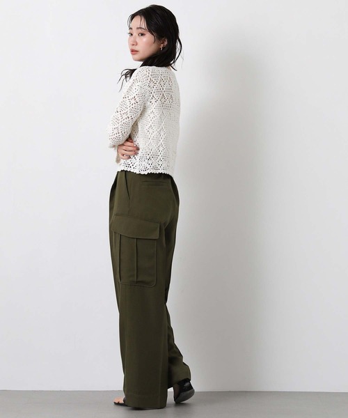 Torrazzo Donna(トラッゾドンナ)の「クロッシェダイヤ柄カーディガン(カーディガン/ボレロ・レディース・ブラック/オフホワイト・FREE)」の4枚目の写真