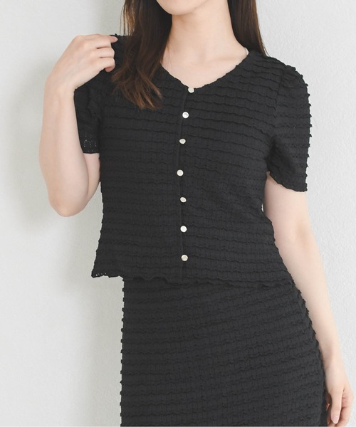 MISCH MASCH(ミッシュマッシュ)の「2026春夏新作 ウェーブラッセルカットトップス(Tシャツ/カットソー・レディース・ホワイト/ブルー/ブラック・フリ-)」の2枚目の写真