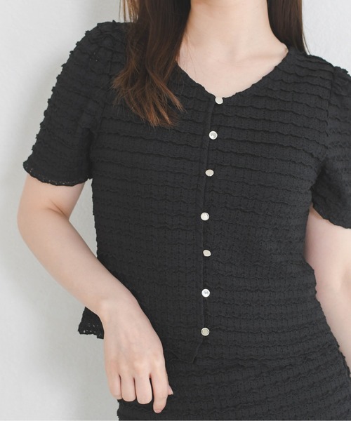 MISCH MASCH(ミッシュマッシュ)の「2026春夏新作 ウェーブラッセルカットトップス(Tシャツ/カットソー・レディース・ホワイト/ブルー/ブラック・フリ-)」の16枚目の写真