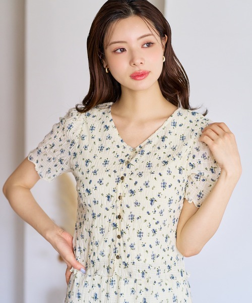MISCH MASCH(ミッシュマッシュ)の「2026春夏新作 ウェーブラッセルカットトップス(Tシャツ/カットソー・レディース・ホワイト/ブルー/ブラック・フリ-)」の8枚目の写真