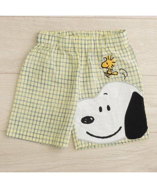 PEANUTS（ピーナッツ）の「SNOOPY スヌーピー ハーフパンツ チェック アップリケ（その他パンツ・キッズ・イエロー・80ｃｍ/90cm）」の7枚目の写真