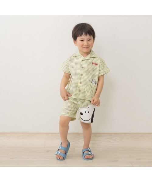 PEANUTS（ピーナッツ）の「SNOOPY スヌーピー ハーフパンツ チェック アップリケ（その他パンツ・キッズ・イエロー・80ｃｍ/90cm）」の4枚目の写真