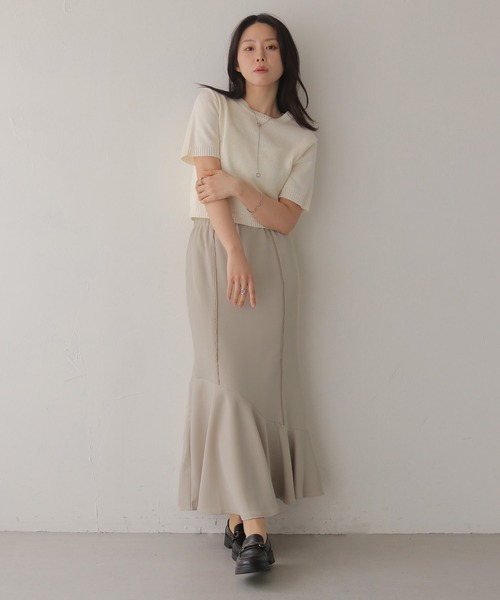 HER CLOSET（ハークローゼット）の「【HER CLOSET】とろみマーメイドスカート（スカート・レディース・ブラック/ブラウン/ベージュ・FREE）」の15枚目の写真