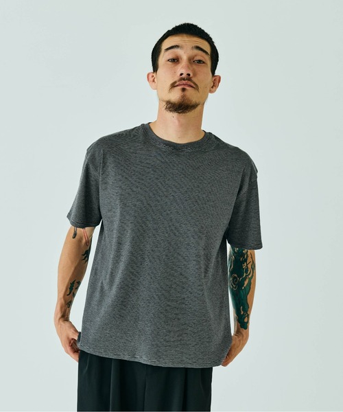 THE BOLDMAN(ザ ボールドマン)の「Summer Wool Tee - mini / サマーウールTシャツ(Tシャツ/カットソー・メンズ・ホワイト/ブラック×グレー/ブラック・MEDIUM/LARGE)」の3枚目の写真