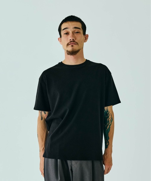 THE BOLDMAN(ザ ボールドマン)の「Summer Wool Tee - mini / サマーウールTシャツ(Tシャツ/カットソー・メンズ・ホワイト/ブラック×グレー/ブラック・MEDIUM/LARGE)」の2枚目の写真