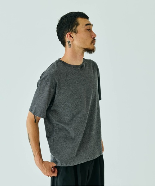 THE BOLDMAN(ザ ボールドマン)の「Summer Wool Tee - mini / サマーウールTシャツ(Tシャツ/カットソー・メンズ・ホワイト/ブラック×グレー/ブラック・MEDIUM/LARGE)」の4枚目の写真
