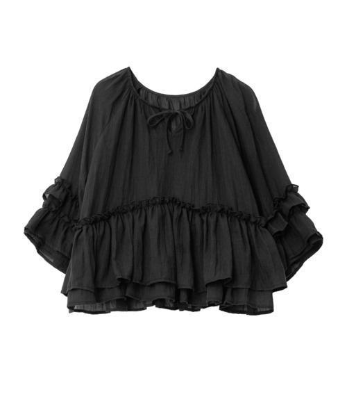 KOBE LETTUCE（コウベレタス）の「[ kieさんコラボ ]シアーフリルブラウス（シャツ/ブラウス・レディース・スミクロ/パープル/ライトブルー/アイボリー・M）」の17枚目の写真