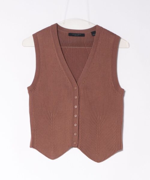ALLSAINTS(オールセインツ)の「CRUZ RIBBED KNITTED WAISTCOAT | CRUZ リブ ニット ウエストコート(ベスト・レディース・ブラウン系その他・XS/M/S)」の8枚目の写真