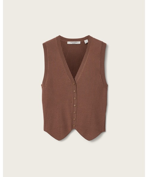 ALLSAINTS(オールセインツ)の「CRUZ RIBBED KNITTED WAISTCOAT | CRUZ リブ ニット ウエストコート(ベスト・レディース・ブラウン系その他・XS/M/S)」の7枚目の写真