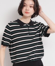 【ひんやり/アンチピリング/UV】1枚で主役になる ボーダーポロニット