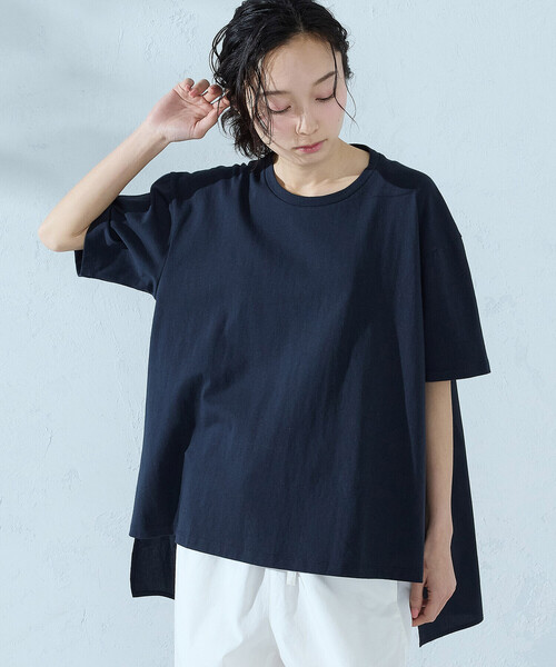 ONIGIRI(オニギリ)の「バックフレア Tシャツ(Tシャツ/カットソー・レディース・ネイビー/オフホワイト・FREE)」の16枚目の写真