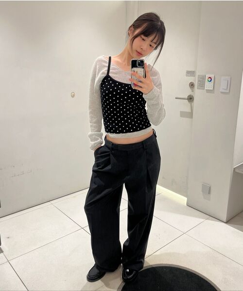 MUSINSA STANDARD WOMAN（ムシンサスタンダードウーマン）の「ウィメンズ リネンブレンド リブド Vネック シアーニット [メランジライトグレー]（ニット/セーター・レディース・その他・X-SMALL/SMALL/MEDIUM/LARGE）」の7枚目の写真