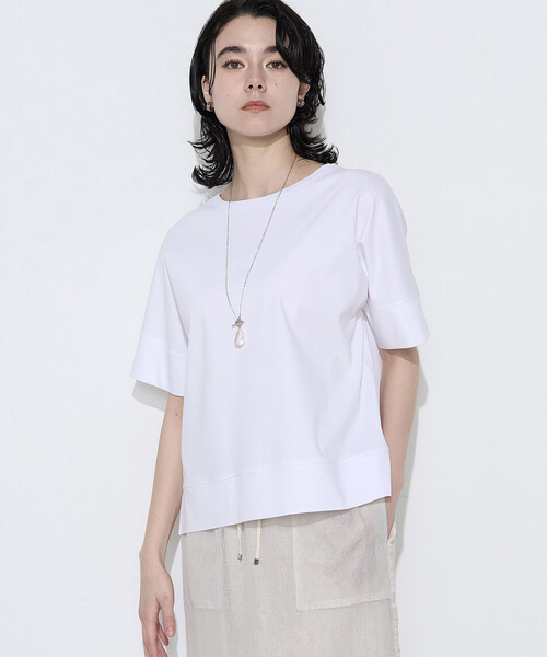 K.T KIYOKO TAKASE（キヨコタカセ）の「クールタッチコットンスムース Tシャツ（Tシャツ/カットソー・レディース・ホワイト/グレイッシュベージュ/ブラック・9号）」の2枚目の写真