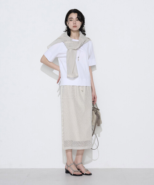 K.T KIYOKO TAKASE（キヨコタカセ）の「クールタッチコットンスムース Tシャツ（Tシャツ/カットソー・レディース・ホワイト/グレイッシュベージュ/ブラック・9号）」の5枚目の写真