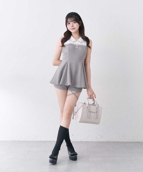 OLIVE des OLIVE(オリーブデオリーブ)の「【Belle Charme】Ribbon Strap Short Pants(その他パンツ・レディース・ブラック/グレー/ベージュ・FREE)」の4枚目の写真