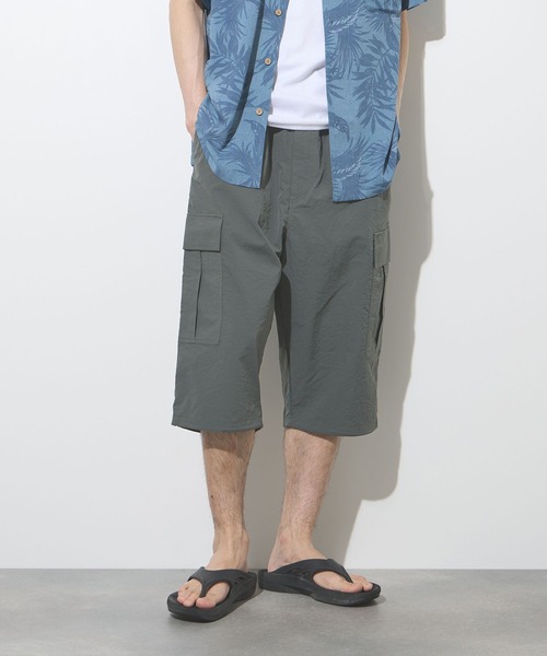 NAVY(ネイビー)の「【NAVY / ネイビー】 マットクロス ルーズシルエット ドローコード カーゴショーツ(カーゴパンツ・メンズ・ブラック/オリーブ/チャコール・M/L/XL)」の1枚目の写真