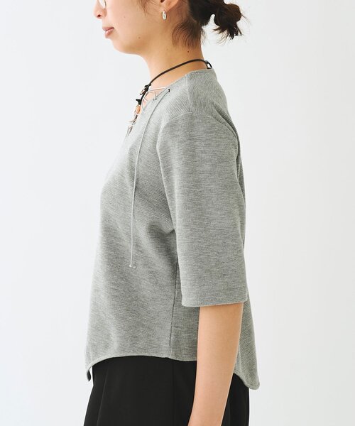 Whim Gazette(ウィムガゼット)の「<WEB限定>【Nuition】レースアッププルオーバー(Tシャツ/カットソー・レディース・グレー/ブラック・FREE)」の15枚目の写真