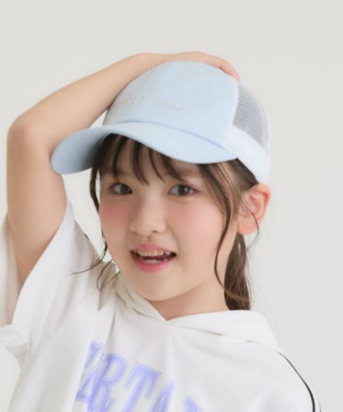 PINK-latte(ピンクラテ)の「リボンストーンメッシュキャップ(キャップ・キッズ・ホワイト/サックスブルー/ブラック・F)」の3枚目の写真