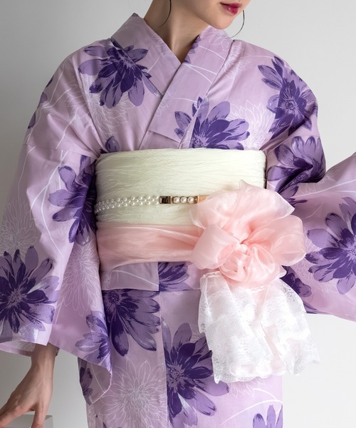 CELEN(セレン)の「【浴衣小物】兵児帯 選べる6色 オーガンジー飾り帯 単品(和装小物・レディース・スカイブルー/ブラック/ホワイト/ローズ/ライトグレー/ベビーピンク・FREE)」の5枚目の写真