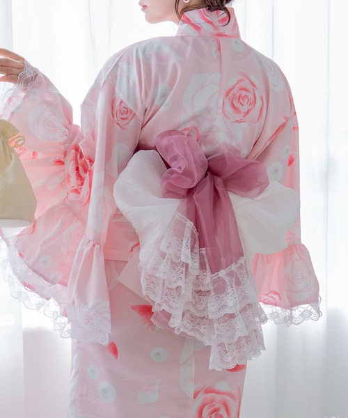 CELEN(セレン)の「【浴衣小物】兵児帯 選べる6色 オーガンジー飾り帯 単品(和装小物・レディース・スカイブルー/ブラック/ホワイト/ローズ/ライトグレー/ベビーピンク・FREE)」の6枚目の写真