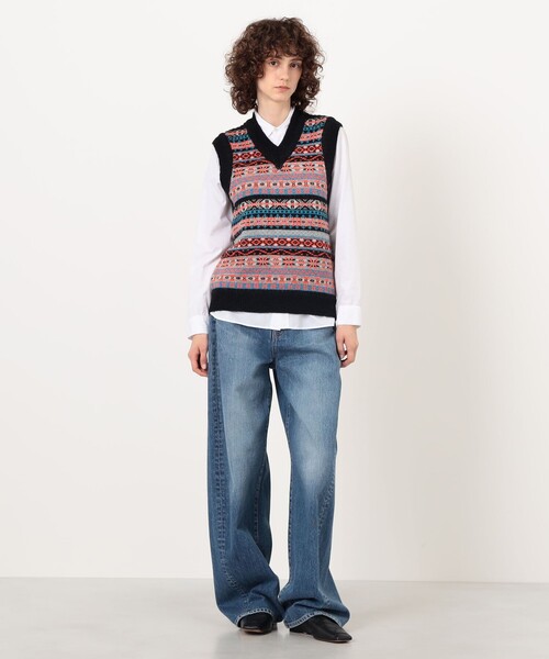 TOMORROWLAND （トゥモローランド）の「【別注】Redeux FAIR ISLE VEST フェアアイル ニットベスト（ニット/セーター・レディース・ブラック系その他・S）」の2枚目の写真