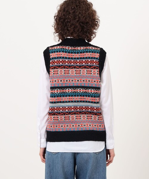 TOMORROWLAND （トゥモローランド）の「【別注】Redeux FAIR ISLE VEST フェアアイル ニットベスト（ニット/セーター・レディース・ブラック系その他・S）」の5枚目の写真