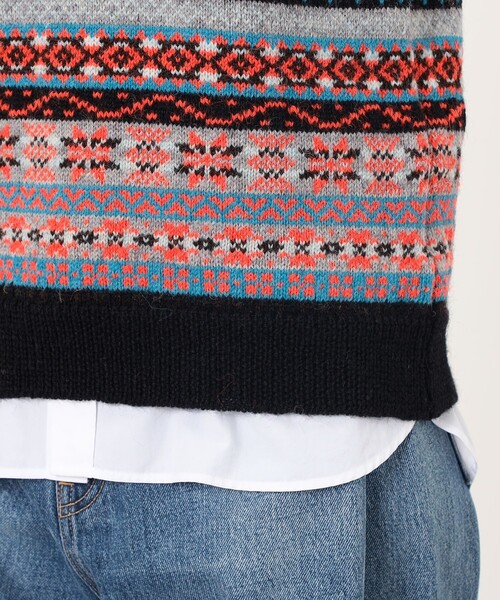 TOMORROWLAND （トゥモローランド）の「【別注】Redeux FAIR ISLE VEST フェアアイル ニットベスト（ニット/セーター・レディース・ブラック系その他・S）」の9枚目の写真